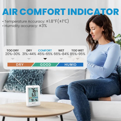 Indoor Outdoor Wireless Thermometer With Ultra Large Bold Display 24 Hour 48 Hour All Time High Low Readings Easy Setup For Nursery Home And Office Temperature Monitoring For The Fam on table