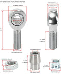 Heavy Duty Five Eighths Inch Heim Joints Rod End Kit With Chromoly Panhard Bar Right And Left Hand Thread Tube Adapter And Jam Nut For Steering Suspension And Traction Bars Includes Two Pairs, measured parts