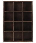 Vintage Rustic Wooden Jewelry Tray 12 Compartment Ring Earring Storage Holder With Solid Wood Build for organizing accessories.
