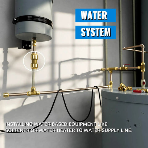 Water system setup with Three Quarter Inch Push To Connect Plumbing Fittings Pack Of 12 Lead Free Brass For Pex Piping Copper And CPVC