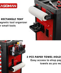 Magnetic Toolbox Organizer Set With 6 Inch And 12 Inch Trays, 2 Piece Paper Towel Holder, 3 Spray Can Holders, And Seven Screwdriver Holes