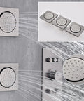 CUTPOIY Gray Shower System with Handheld Wall-Mounted Shower Faucet Set showing top spray with water flows.