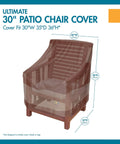 Ultimate Waterproof Patio Lounge Chair Cover For All Weather Protection, Mocha Cappuccino, shown on wooden chair.
