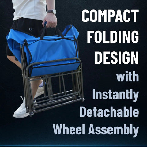 Balloon Wheel Beach Wagon With Chair Racks Collapsible Fishing Cart For Sand Heavy Duty 300 Lb Capacity