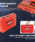 61 Piece Thread Chaser Repair Kit Rethread Tools with UNC UNF and Metric Thread Restorers and Pitch Gauge in red case