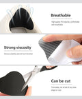 Self Adhesive Heel Patches For Sneakers And Boots, 6 Pairs Thin Microfiber Leather Repair Patches shown with cutting and adhesive features.