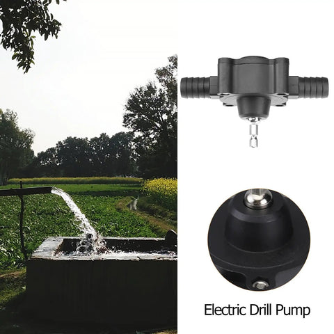 Ridiculously Compact Electric Drill Pump For Water Transfer Self Priming Liquid Mover With Power Tool Adapter near water source.