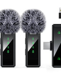 Wireless Lavalier Microphone For Android, PC, Laptop, And iPhone 15 16 With Noise Cancellation And 2.4GHz Receiver Displayed
