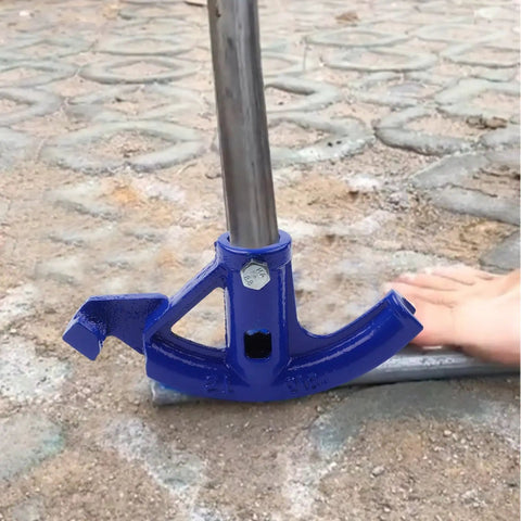 Manually Operated Steel Pipe Bender For Copper Aluminum Conduit Tube Bending Tool With Ergonomic Grip shown in use on a pipe.