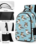 Cool Seagulls Design Travel Laptop Backpack with large capacity, waterproof material, front opening, and roomy compartments.