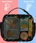 Colorful Lightning Bolts Insulated Lunch Bag With Shoulder Straps For Office School Travel For Kids And Adults with mesh side pockets