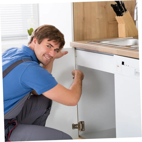Technician installing Self Closing Cabinet Hinges 4 Pack Satin Finish Flush Concealed Hinges For Kitchen Cabinets, Soft Close Iron Hardware