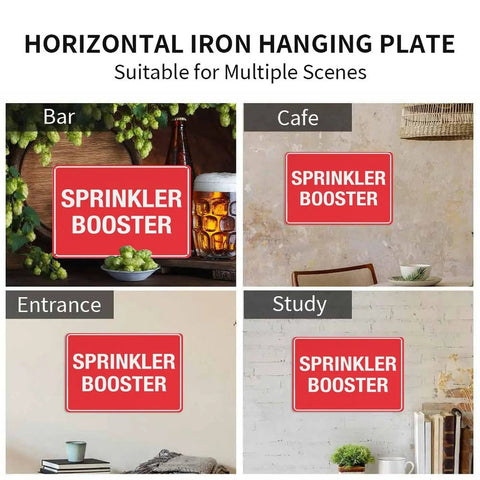 Aluminum Notice Sign 8x12 Inches All Weather Outdoor Ready Built Tough Pro Grade Construction Pre Drilled Holes Industrial Plant And Commercial Building Water Supply Zone Plaque, red Sprinkler Booster sign