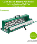 Greenlee Electric PVC Pipe Heater For 1/2 To 2 Inch Conduit showing heating element and handle for easy use on 24-inch pipe.
