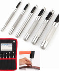 9 Piece Leather Hole Punch Set Hollow Round Punches 3/32 To 25/64 Inch Heavy Duty Carbon Steel For Leather Gasket Watch Bands Canvas And Vinyl Includes Storage Bag