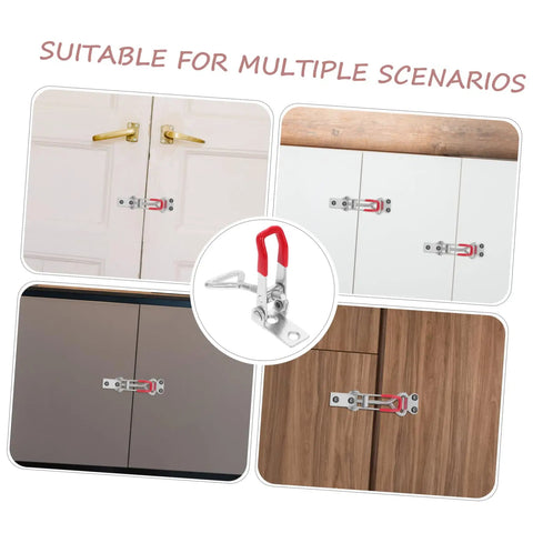 4 Pack Adjustable Metal Toggle Latch Clamps For Cabinets, Doors, Boxes And Toolboxes Up To 360 Lbs Capacity, Easy Install Pull Hasp Lock With Galvanized Iron, Plated Joints, Heavy Duty Security Latch Hardware on cabinet doors