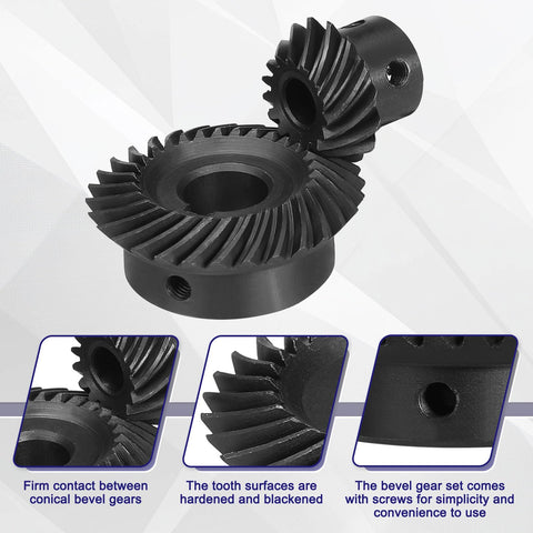 90 Degree Bevel Gear Set One To Two Ratio Two Ground Spiral Beveled Gears With 8mm And 14mm Bores Left Hand And Right Hand 15T And 30T Teeth Includes 5x2.3mm Keyways For Precision Gearbox And DIY Robotics Projects