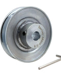 Heavy Duty Single Groove Web Sheave V Belt Pulley Four Inch Outer Diameter Five Eighths Inch Bore Carbon Steel Motor Pulley For A B 5L 4L V Belts Zinc Plated For Rust Resistance Built Tough