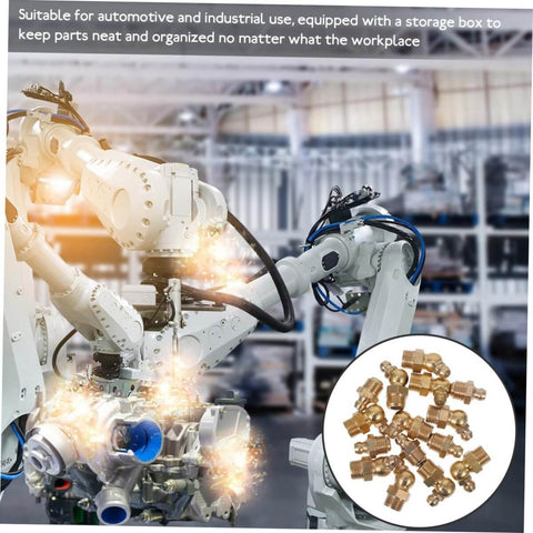 All In One Brass Grease Fittings And Nozzles Kit With Straight And Angled Options For Bearings And Mechanical Equipment Lubrication