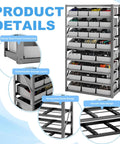 Heavy Duty Steel Organizer Bin Rack Eight Tier With 27 Bins For Tools Office Supplies Garage Warehouse Workshop Storage Built To Last Frame Easy Assembly Adjustable Vertical Storage, steel frame