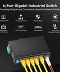 Beefy Industrial DIN Rail Gigabit Ethernet Switch With Five 10 100 1000 Mbps Ports, One Gigabit Uplink, One SFP, Metal Enclosure