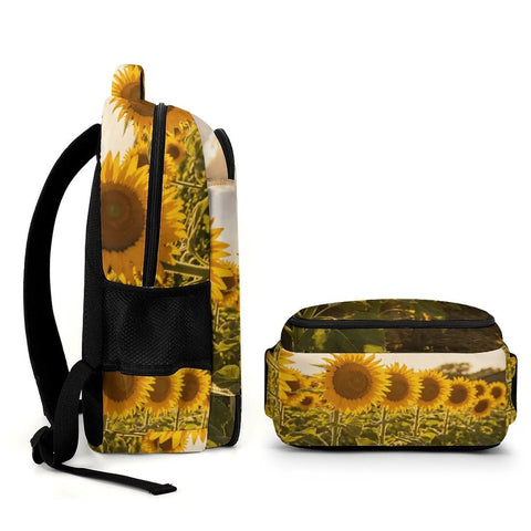 Side view of Sunflower Farm Barn Landscape Backpack For Daily Carry And Everyday Use Unisex Large Capacity Daypack
