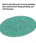 Green Corps Roloc Disc 36526 60 Grit Quick Change Heavy Duty Grinding And Coating Removal For Tight Spaces 2 Inch Discs