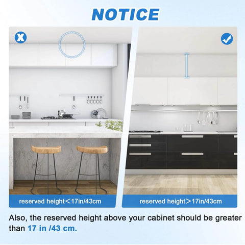 Illustration showing height requirements for installing Hydraulic Lift Cabinet Door Hinge With Vertical Up Motion For 19.69 To 31.49 Inch Cabinets Soft Silent Close Adjustable 22lb Capacity Fits Doors 0.9 Inch Thick Sturdy Durable Build For Kitchen And Vanity YJINGRUI.