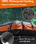 Rooftop Cargo Carrier Bag 30 Cubic Waterproof For All Vehicle Roofs With Or Without Rack in rain with anti-slip mat shown