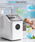 Top Tier Countertop Ice Cube Maker Delivers Legit Square Ice In Mere Minutes While Pulling 26 Pounds Per Day, shown quietly operating with ice.