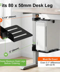 Under Desk PC Mount With Slick No Nonsense Clamp For Standing Workspaces that fits 80 x 50 mm desk legs for secure CPU placement.