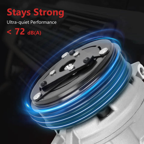 Beefy Ac Compressor With Clutch For Chevy Traverse Gmc Acadia Buick Enclave Saturn Outlook Three Point Six Liter V6 close-up of clutch mechanism showing performance features.