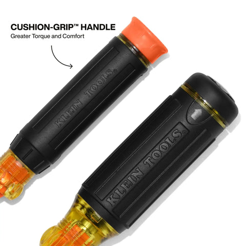 Insulated 10 In 2 Multi Bit Screwdriver Set With Auto Locking Collar 1000V Rated, featuring black cushion-grip handles.