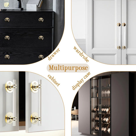 Two Pack Clear Acrylic Adhesive Cabinet Pulls With Center Hole 5 Inch Self Stick Knobs for cabinets, drawers, cupboards, sliding doors