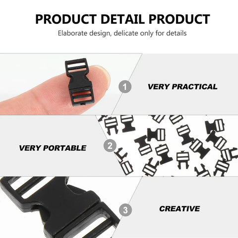Mini 6mm Plastic Snap Buckles For Doll Bags And Webbing, Quick Release Fasteners, 0.24 Inch Inner Diameter, shown on a finger.