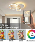 Dimmable 3 Ring Ceiling Light with Remote Control, Adjustable 3000K-6000K Color Temperature, 54W LED in a modern room