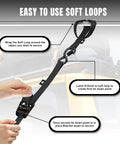 Heavy Duty Ratchet Tie Down Straps 15 Foot 4 Pack featuring soft loop and S-hook for securing cargo.
