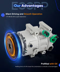 Top Notch Air Conditioning Compressor Replacement Compatible With 2012 To 2018 Hyundai Sonata And Kia Optima 2.0l And 2.4l Engines, prefilled with oil.