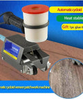 Pro Level Handheld Cycloid Veneer Stitching Machine With 60W Power And Heavy Duty Steel Body close-up on mechanics and glue container.