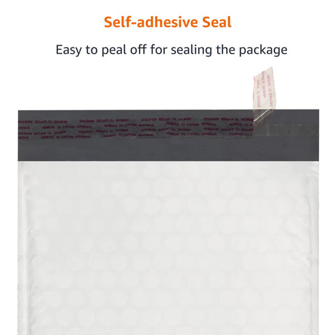 Poly Bubble Mailer 8.5x12 Inches Self Seal With Three Sixteenths Inch Air Bubble Interior, showing tear-resistant seal