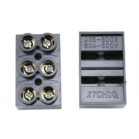 Lyot 500V 60A 3 Position Double Row Screw Terminal Block Set of 2 Panels with Electrical Barrier ABS Flame Retardant Housing