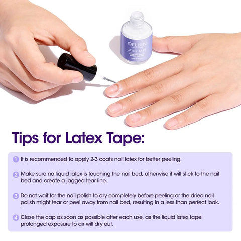 Applying Liquid Latex For Nails Peel Off Cuticle Guard Skin Barrier Protector For Nail Polish Nail Art At Home Manicure 15ml Gel Polish Shield Tape White Gift For Women to nails.