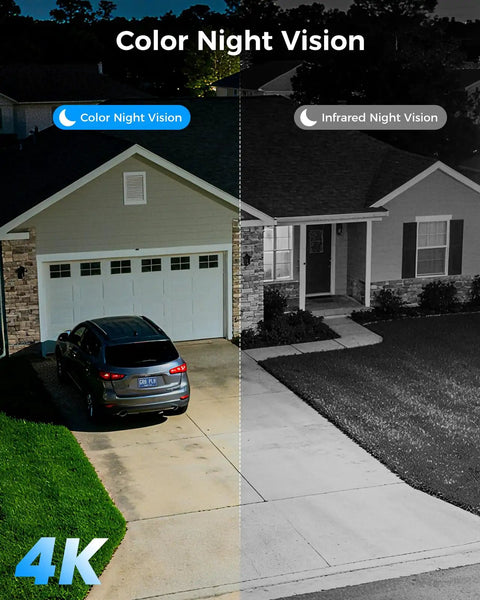 Color night vision demonstration of 4K Ultra HD Security Camera System With 10 Inch Touch Screen NVR And Four 8MP Outdoor Cameras, 1TB HDD, IP66