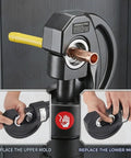 Pro Portable Electric Hydraulic Hose Crimper With Two 18V Batteries And Fast Charger showing hydraulic head and interchangeable molds.