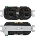 Rock Solid Double Industrial Outlet Socket Heavy Duty Power Receptacle view showing dual receptacles and metal backing for hooks.