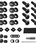 Black Anti Theft License Plate Screw Kit With M6 Tamper Proof Screws One Quarter Inch Stainless Steel 304 Includes Caps And Fastener Nuts