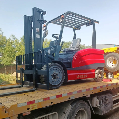 Go-To Narrow Aisle Forklift 2 Ton With Triple Mast For Tight Warehouses Built To Haul Heavy Pallets Shelf Loading Ready Real Workhorse For Industrial Material Handling And Warehouse Lifting Solutions on flatbed truck