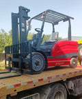 Heavy Duty Electric Counterbalance Forklift Truck With 2 Ton Lift Rating And Fully Adjustable Forks for loading on truck.