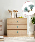 Dresser with 8-Piece Green Ceramic Knobs Set For Vintage Kitchen Cabinets And Dressers, Retro Ceramic Drawer Pulls on display