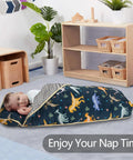 Toddler sleeping on Cozy Toddler Nap Mat With Pillow All In One Thickened Extra Large Sleeping Bag For Travel Daycare Naps Plush
